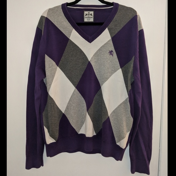 Express Argyle V-Neck Sweater - Picture 1 of 4